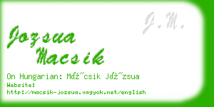 jozsua macsik business card